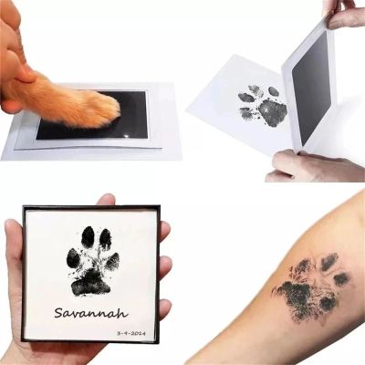 NOTION Contactless Stamp Pad Pet Pawprint ของที่ระลึก อุปกรณ์สำหรับสัตว์เลี้ยง ชุดผ้าหมึกไร้หมึก ชุดที่ระลึกสำหรับเด็กแรกเกิด Handprint รอยเท้า รอยเท้ามือ