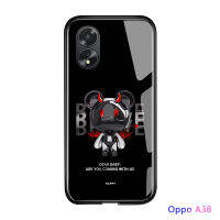 เคสใส่โทรศัพท์สำหรับ OPPO A18 A38คริสตัลหรูหราชุดหมีนางฟ้ากันกระแทกดีไซน์มันวาวกระจกเทมเปอร์เคสโทรศัพท์ด้านหลัง