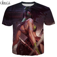 CLOOCL Game League Of Legends The Rogue Assassin Akali 3D พิมพ์แขนสั้นผู้ชายผู้หญิง Street สไตล์รอบคอเสื้อยืด