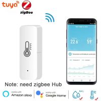 Tuya Zigbee อุณหภูมิและเซ็นเซอร์ความชื้นต้อง Zigbee เกตเวย์ Hub สมาร์ทบ้านในร่มไฮโกรมิเตอร์ Alexa การควบคุมเสียง