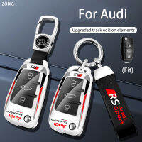 ZOBIG กรอบเคสกุญแจรถยนต์ปกสำหรับ Audi ที่ห้อยกุญแจ ABS สไตล์รถแข่งพร้อมพวงกุญแจเหมาะสำหรับรถออดี้ A1 A3 A6 Q2 Q3 Q7 TT TTS R8 S3 S6 RS3คีย์รีโมทคอนโทรลแบบดั้งเดิม