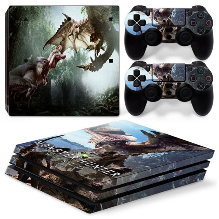 mq-สไตล์ใหม่-เคสมือถือลายนักล่าสัตว์มอนสเตอร์-ps4โปรสติ๊กเกอร์สกินสำหรับ-ps4โปรคอนโซลและตัวควบคุม2ตัว-ps4กรอบและที่คลุมผิวโปร