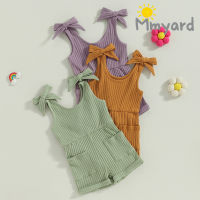 Mmyard ชุดชุุดคลุมตัวและขาทารกแบบหลวมแขนกุดสีทึบจัมพ์สูทสั้นสำหรับเด็กวัยหัดเดินเด็กทารกชายหญิงในฤดูร้อนเด็กทารก