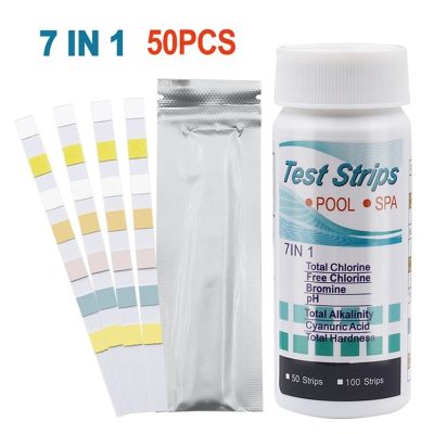 7 Way Swimming Pool Testing Strip Kit for Chlorine Bromine Alkalinity pH Hardness &amp; Cyanuric Acid  Tester StripsDropshipping Inspection Tools