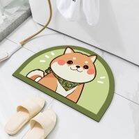 [A Warm] CuteDoor Mat Shiba Inu Cat BathroomMat Washable Anti Slip Bathtube Side Foot PadAbsorbent Quick Dry Rugs