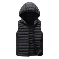 Varsanol Mens Hooded Vests Jacket Winter Thick Orange Mens Coats Sleeveless WaistCoat Collar Casual Men Clothing Chaleco Hombre