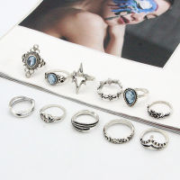 ชุดแหวนวงบางข้อนิ้วสำหรับผู้หญิงแหวนแบบซ้อนหลายอัน15ชิ้นแหวนกลวงโลหะผสมแนววินเทจสไตล์โบโฮ