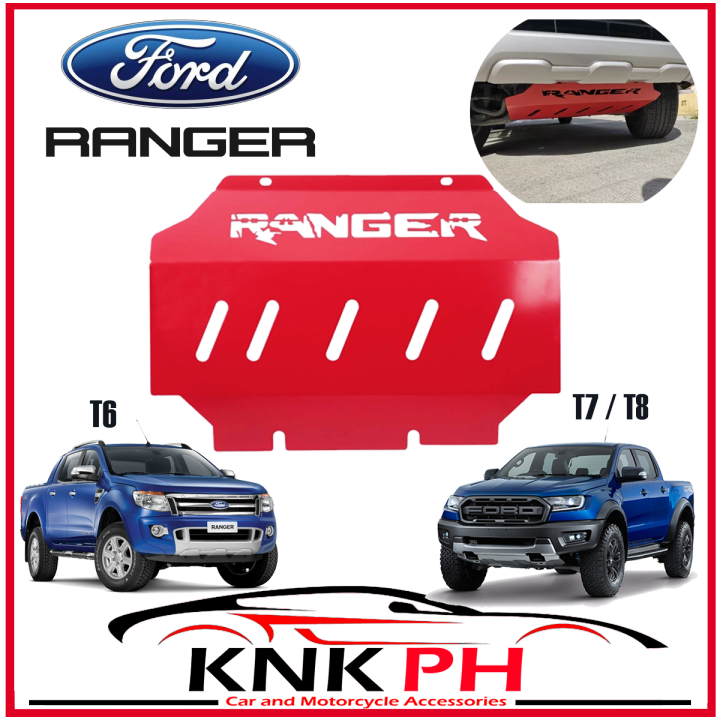 FORD RANGER 2012-2020 T6 T7 T8 Skid Plate with Ranger Logo Sports Red