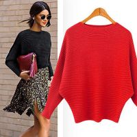 Autumn Women Winter Batwing Sweater Female Bat Oversized Sweater Oversize Slash Neck Knitted Sweaters Ladies