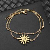 Stainless Steel Bracelets Anime Spiral Sun Pendant Chain Charms Multi-layer Bead Fashion Bracelet For Women Jewelry Party Gifts