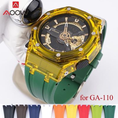 ✥ สายยางฝาใสสำหรับ Casio G-SHOCK GA-100 120 GD-100 GLS-100 สร้อยข้อมือผู้ชายนาฬิกาวงป้องกันเคสอานิสงส์ชุด