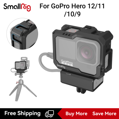 SmallRig กล้องแอคชั่นแคมเมรากีฬาสำหรับ GoPro Hero 12/11/10/9สีดำสำหรับแฟลชวิดีโอไมโครโฟนและ Led 3083