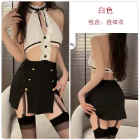 2023 Hot LuoSexy Waist Hollow-Out Temptation One-Piece Ol Business Wear Secretary Tight Hip Slit Skirt Uniform Suit 2929