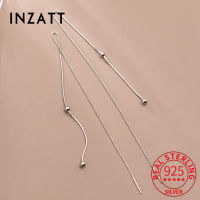 INZATT Real 925 Sterling Silver Long Chain Tassel Bead Drop Earrings For Women Hiphop Fine Jewelry Minimalist Accessories Gift
