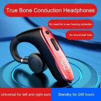 W8 Bone Conduction Digital Display Vibrator Business Wireless Headphones Blue-tooth Earphone Not In-ear Hanging Ear Type Headset Over The Ear Headphon