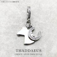 New Horse With Horseshoe Pendant Lucky Charm For Men Women Winter 925 Sterling Silver Gifts