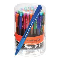 ควอนตั้ม ปากกากดลูกลื่น #SKATE555 หมึกสีน้ำเงิน 0.5 มม. แพ็ค 50 ด้าม/Quanta Quantum Ballpoint Pen # SKATE555 Blue Ink 0.5 mm. Pack of 50 pieces.