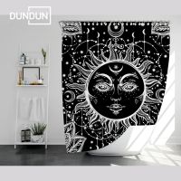 Black Sun and Moon Waterproof Bathroom Shower Curtains Home Decoration