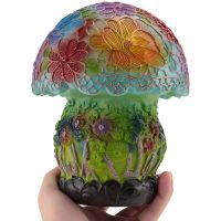 Stained Glass Mushroom Table Lamp Vintage Animal Plant Series Shaped Resin Bedroom Household