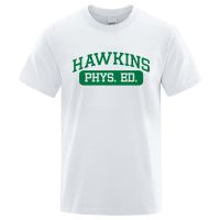 เสื้อยืดพิมพ์ลายแฟชั่น Hawkins Phys Ed เสื้อยืด ผ้าฝ้าย ทรงหลวม โอเวอร์ไซซ์ คุณภาพสูง แฟชั่นฤดูร้อน สําหรับผู้ชาย  YFBM