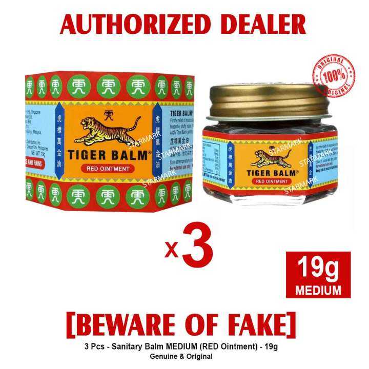 Tiger Balm Balms RED Ointment 19g MEDIUM Authentic Golden Alps - 3 Pcs ...