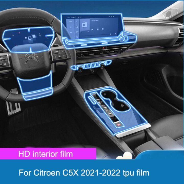 tpu-สำหรับซีตรอง-c5x-c5-x-2021-2022โปร่งใสฟิล์มติดไฟรถสติกเกอร์ภายในรถยนต์แผงอากาศนำทางประตูคอนโซลเกียร์