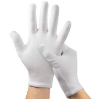 12PCS White Cotton Gloves for Dry Hands Moisturizing Eczema Unisex Washable Stretch Formal Coin Jewelry Silver Inspection Gloves