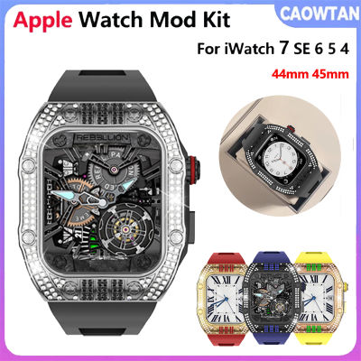 Luxury Diamonds Case Modification Kit Mod กรอบโลหะสำหรับ Apple Watch Band 7กรณี44มม. 45มม. สำหรับ I Watch 8 7 6 5 4ชุด