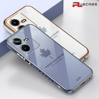 PlusCase Maple Leaf 6D เคสสำหรับ Vivo Y22 Y22s กันกระแทกรูปแบบการป้องกันชุบซิลิโคนเคสโทรศัพท์