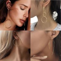 New Exaggerated Punk Drop Earrings for Women Big Circle Personality Female Ear Jewelry Gold Color Metal Earrings boucle