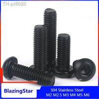 ▬❒▼  10 50pcs M2 M2.5 M3 M4 M5 M6  L  3mm   40mm 304 Stainless Steel Black Hexagon Hex Socket Head Button Allen Bolt Screw Bolts