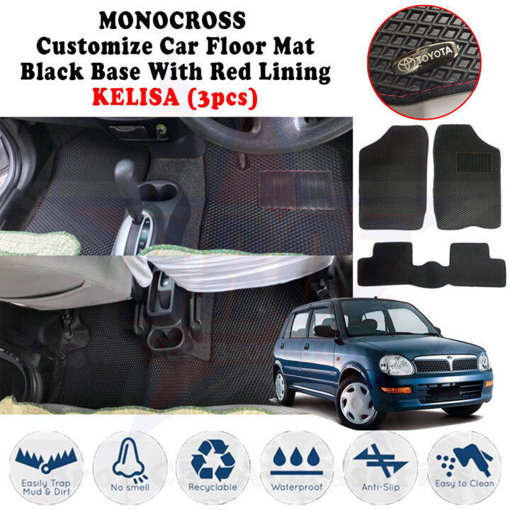 PERODUA KELISA MONOCROSS CarMat Customize Car Floor Mat Black Base With