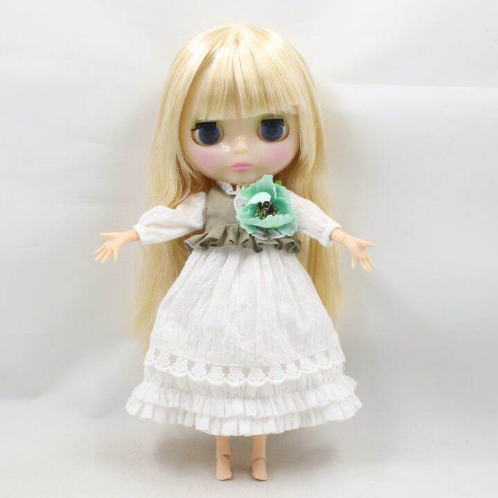 blythe-doll-clothes-ชุดเสื้อผ้าตุ๊กตาบลายธ์-white-dress-fit-for-licca-icy