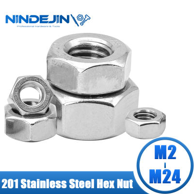 NINDEJIN Hexagon Hex Nuts Metric DIN934 M2 M3 M4 M5 M6 M8 M10 M12 M14 M16 M18 M20 M22 M24 201สแตนเลสสตีล Hex Nuts