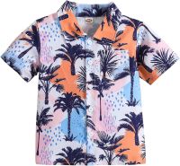 Sleeve Large Toddler Boys Short Sleeve Coconut Tree Prints Beach Style Gentleman T Shirt Tops