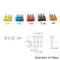 50ชิ้นเซ็ตฟิวส์3 Pins ยานยนต์ฟิวส์รถสำหรับฟอร์ดโฟกัส Mondeo Dodge 5A 7.5A 10A 15A