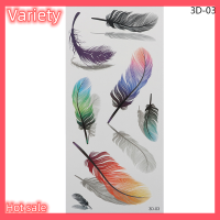 Variety ✨Hot Sale✨ สติกเกอร์รอยสักชั่วคราว Body Art 3D Butterfly Rose Feather TATTOO กันน้ำ