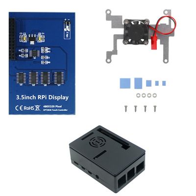 3.5 Inch Resistive Touch Display Screen 480X320 LCD Display Screen 5 Frames LCD Display Screen +Fan Bracket+Housing for Raspberry Pi 4B 3B+/3B/Zero W