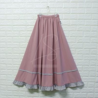 Long skirt กระโปรงผญ กระโปรงยาว ทรงบาน แต่งระบายรอบชายกระโปรง ใส่เอวยางยืด เอว22-40นิ้ว ความยาว 38นิ้ว SK-A60-0