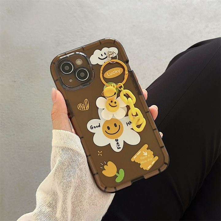 cold-noodles-เคสโทรศัพท์จี้ดอกทานตะวันน่ารักสำหรับ-iphone-14-plus-11-12-13-pro-max-14pro-xr-x-xs-max-soft-clear-cover-smile-daisy-ดอกไม้-capa