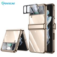 Slim Plating Case for Samsung Galaxy Z Flip 4 Hinge Protection Shockproof Transparent Clear PC Fashion Case for Galaxy Z Flip 4