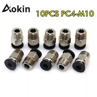 Aokin 10pcs PC4-M10 Male Straight Pneumatic PTFE Tube Push in Quick Fitting Connector for E3D-V6 Extruder 3D Printer Collars