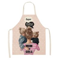 Parent-child Pattern Cleaning Art Aprons Home Cooking Kitchen Apron Cook Wear Cotton Linen Adult Bibs 68x55cm 47x38cm Delantal Aprons