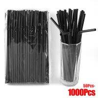 Black Plastic Straws Drinking Disposable Rietjes 21cm Long Flexible Cocktail Straw For Kitchen Beverage Accessories Barware