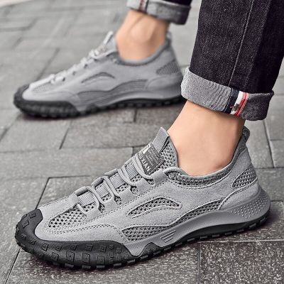For Men High Quality Leather Men‘s Outdoor Hiking Shoes Sport  Trekking Sneakers Mountain Climbing Trail Jogging Shoes