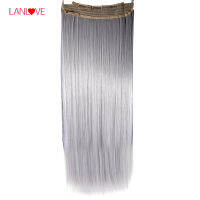 LANLOVEแฟชั่นใหม่สีเทาเงินCurlyคลิปในผมExtensionsยายแฮร์พีซแต่งผม