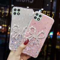 เคสสำหรับ Samsung Galaxy A22 5G เคสโทรศัพท์หรูหราประดับด้วยประกายระยิบระยับระยิบระยับระยิบระยับลายท้องฟ้าประดับพลอยเทียมสวยผีเสื้อผู้หญิงเคสซิลิโคนนิ่มกันกระแทกสำหรับปกป้องด้านหลัง