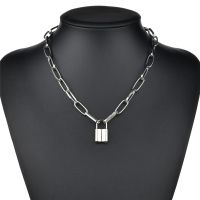 【DT】hot！ Choker Lock Necklace Layered Chain Neck With Punk Jewelry Mujer Padlock Pendant