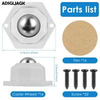 ADSGLJAGK 16ชิ้นมินิรอกเหนียวเหล็กสแตนเลสขนาดเล็กล้อลูกล้อหมุนได้กับใหญ่พิเศษลูกบอลเดี่ยวล้อมีแกนหมุนขนาดเล็ก360 ° ล้อหมุนขนาดเล็ก