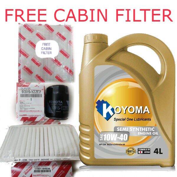 TOYOTA CAMRY 2.0 2.4 ACV40 ACV50 OIL FILTER AIR FILTER KOYOMA 10W40